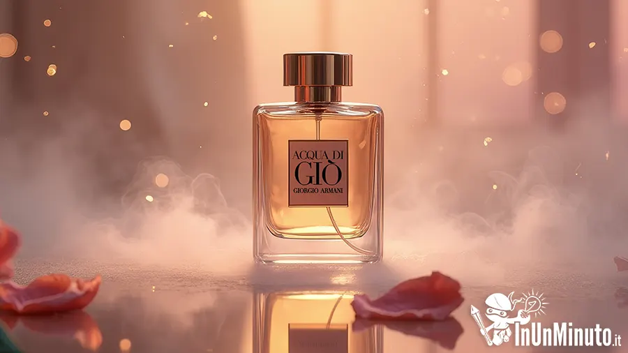 rendering 3D fotorealistico di un profumo