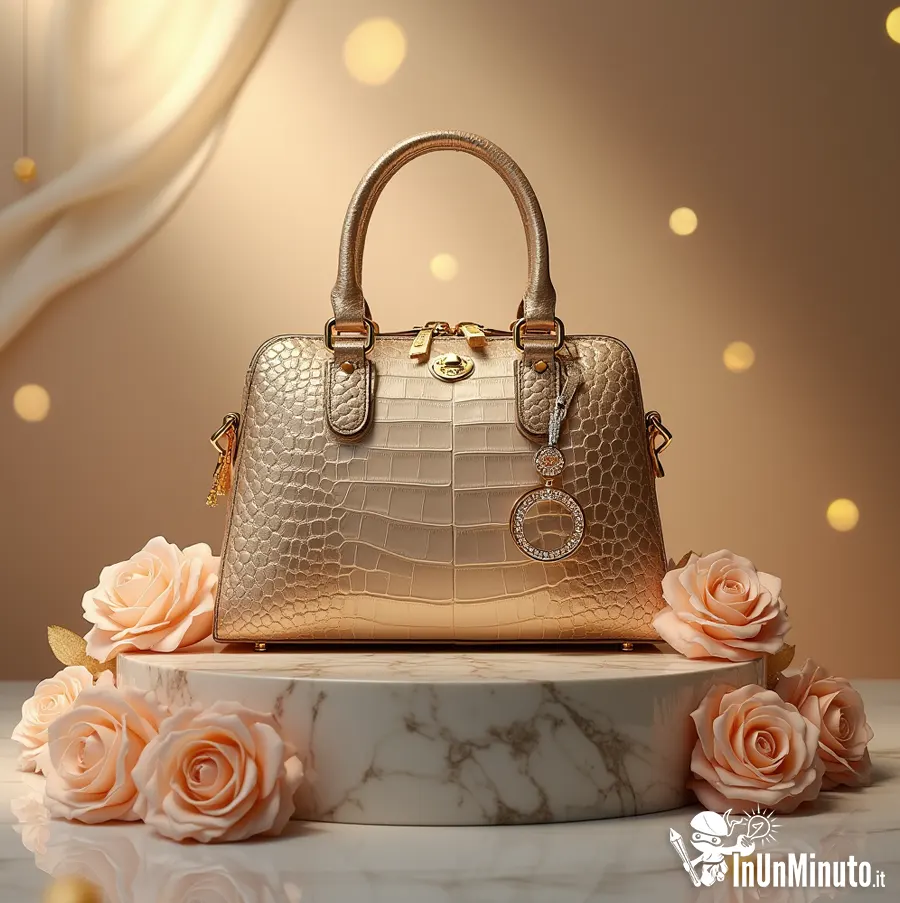 immagine 3D iper-realistica e spettacolare per una campagna pubblicitaria di una borsa di alta moda