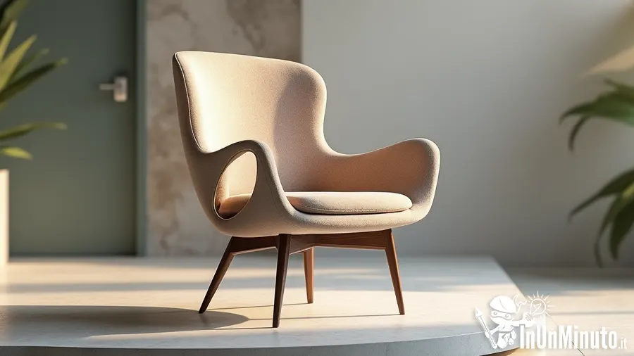 rendering 3D iper-realistica di una sedia di design